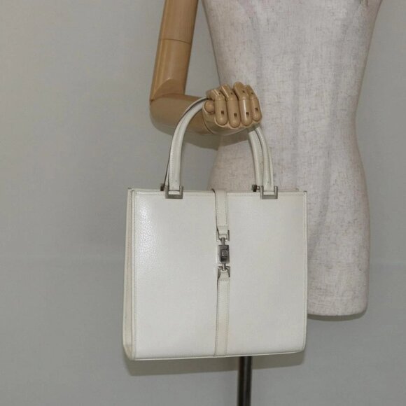 Handbags - GUCCI Jackie Hand Bag Leather White Silver